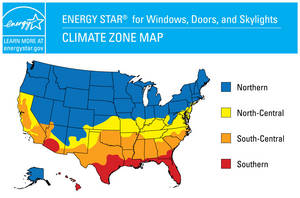 Energy Star climate zone map for windows and doors